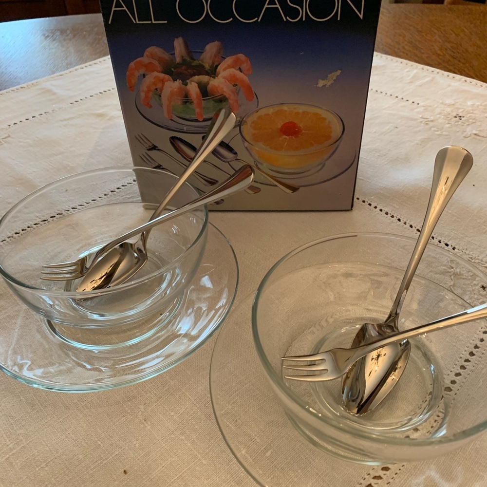 Clear crystal and Stainless Steel Serveware Set with Modern Design